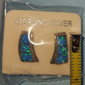 SilverTribe Navajo Sterling Silver Blue Opal Earrings